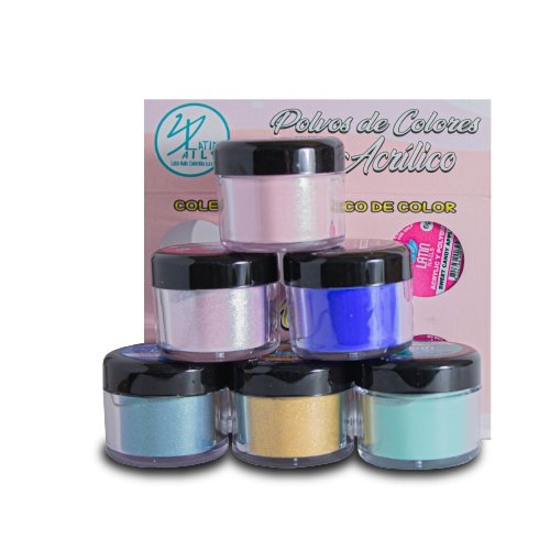 Colección Polvo Acrílico Aurora x 6 Colores - Latin Nails - Ettos.co