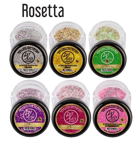 Colección Polvo Acrílico Galaxia Rosetta x 6 Colores - Latin Nails - Ettos.co