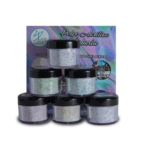 Colección Polvo Acrílico Galaxia Sara x 6 Colores - Latin Nails - Ettos.co